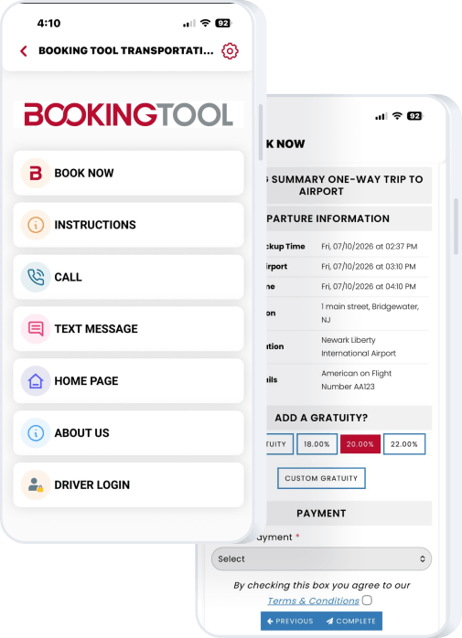 Driver mobile app for transportation reservation software